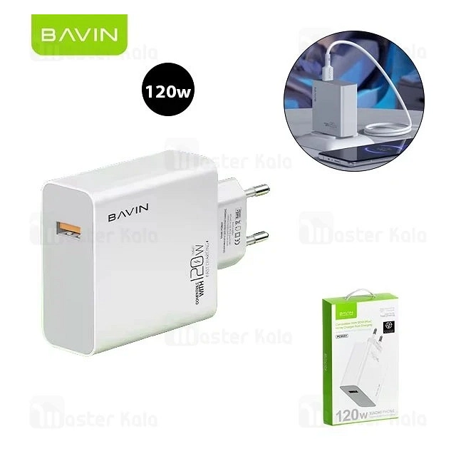 27425 Bavin punjač 120W USB-A + kabl type-C bela - PC953Y (90038)