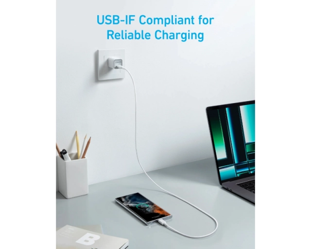 ANKER 322 USB tip-C na USB tip-C kabl M/M 0.9m, 60W, pleteni, beli  second image