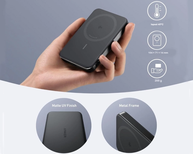 ANKER MagGo 10000mAh, 15W, magnetno bežični power bank, crni  second image