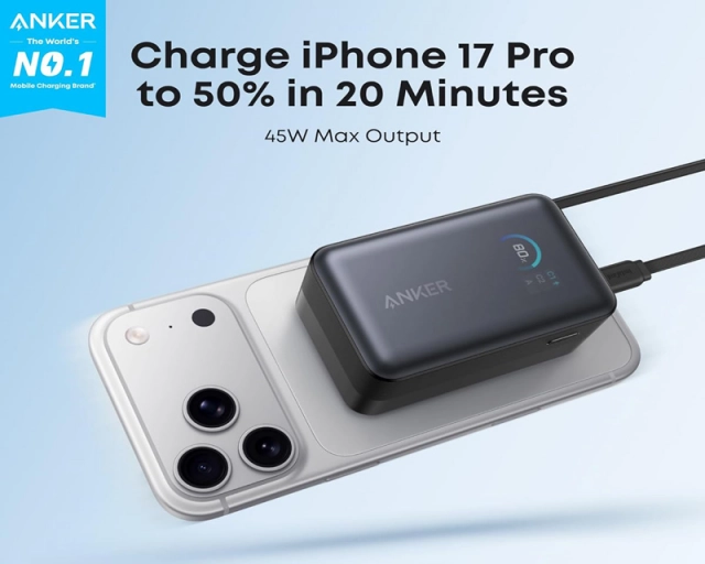 ANKER Nano 10000mAh, 45W, sa ugrađenim USB-C kablom na izvlačenje, Power Bank crni  second image