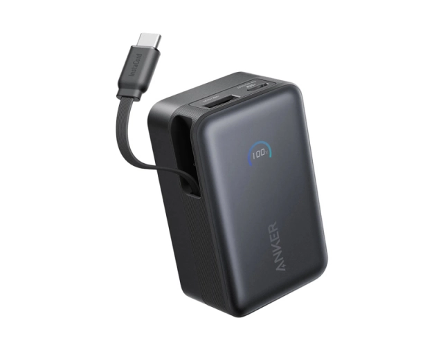 ANKER Nano 10000mAh, 45W, sa ugrađenim USB-C kablom na izvlačenje, Power Bank crni 