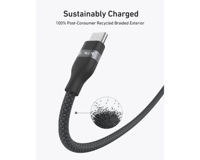 ANKER USB tip-C kabl M/M 0.9m, za Super brzo punjenje 240W/480Mbps, pleteni, crni  second image