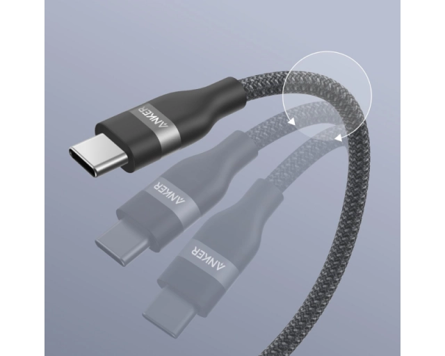 ANKER USB tip-C kabl M/M 1.8m, za Super brzo punjenje 240W/480Mbps, pleteni, crni  second image