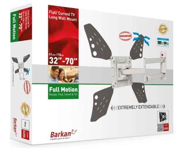 BARKAN 3400LW.W LCD TV zglobni zidni nosač do 70 inča beli za ravne i zakrivljene televizore  second image