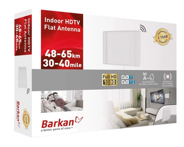 BARKAN AF40P.W Indoor HDTV Flat TV Antenna 65 km  second image