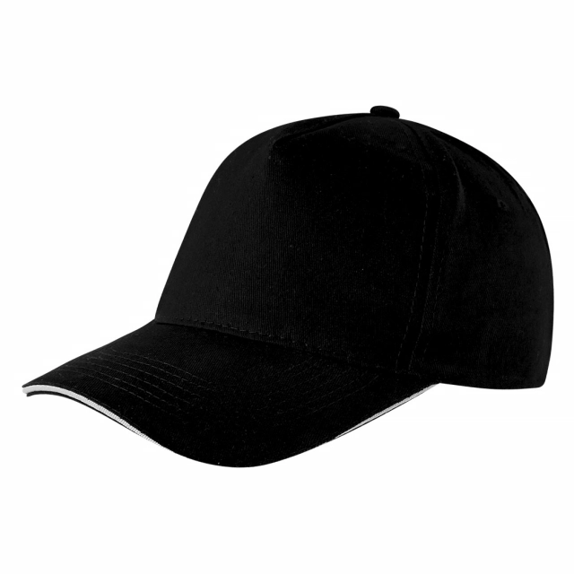 BASEBALL, kačket sa 5 panela, čičak kopča, crni