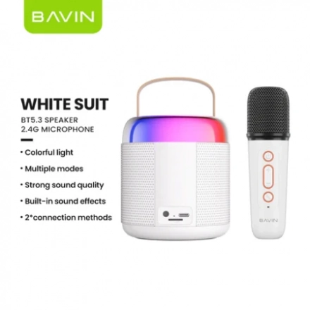 Bavin mini karaoke zvučnik sa  mikrofonom bela - BM-19 bela second image