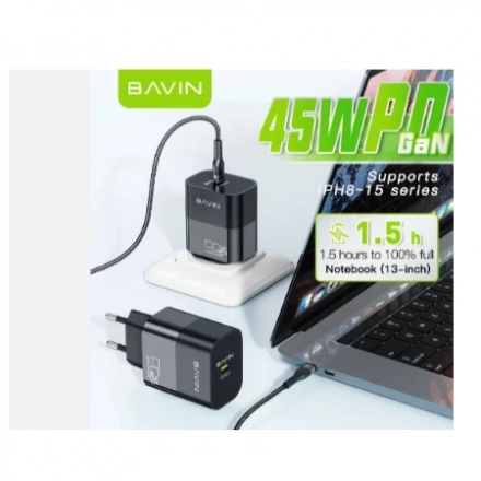 Bavin punjač  GaN 45W-PD USB-C crna - PC986Y second image