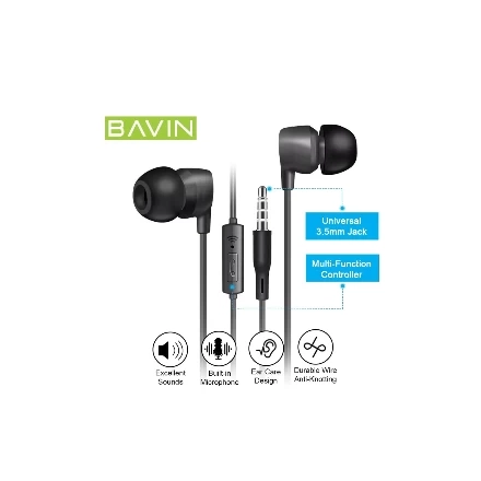 BAVIN slušalice 3,5mm 1,2m crna - HX851 second image