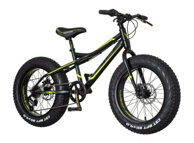 Bicikl fatbike visitor fat bike 20" 14" prednji i zadnji disk 6 brzina 142-165cm (s) crno žuti polu 