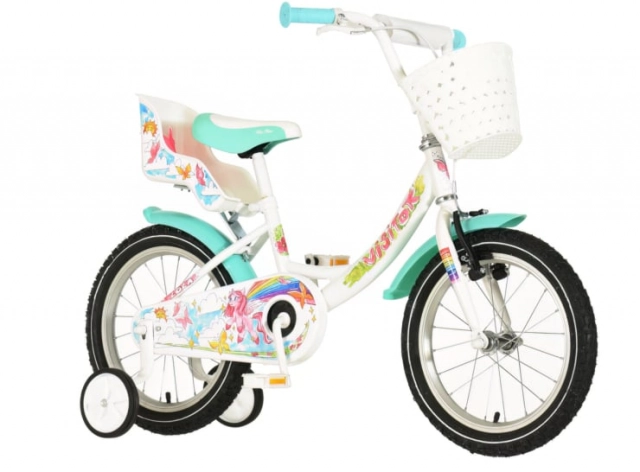 Bicikl kids visitor lola 16" 10" v-brake  kontra 105-125cm (16") belo roze perla