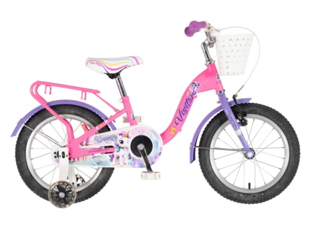 Bicikl kids visitor unicorn 16" 9" v-brake  kontra 105-125cm (16") roze uv sjaj second image