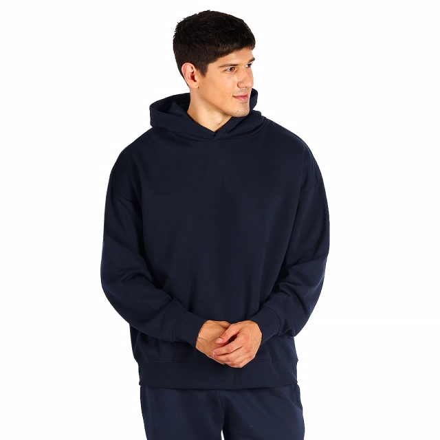 BIG HOODY, unisex široka dukserica sa kapuljačom od organskog pamuka, 300 g/m2, plava XXL