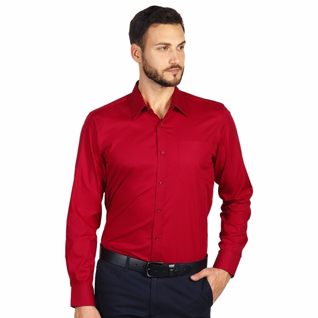 COMFORT LSL MEN, muška pamučna košulja dugih rukava, crvena S
