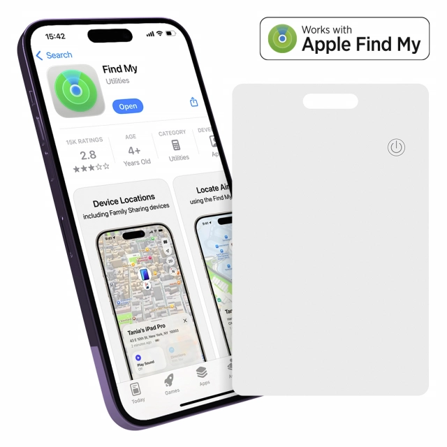 DERAX CARD, find my kartica sa funkcijom lociranja, bela