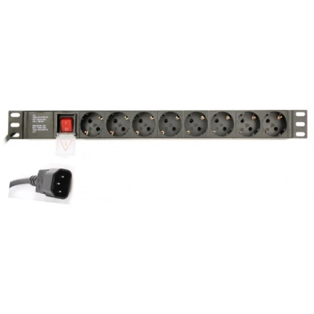 EG-PDU-014-C14 Gembird C14 Produzni kabl sa zastitom 8 uticnica 10A, PDU 1U 3M