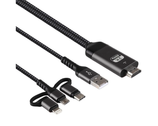 FAST ASIA Kabl HDMI 2K na (Micro+Tip C+Iphone) povezuje TV+mob 2m 