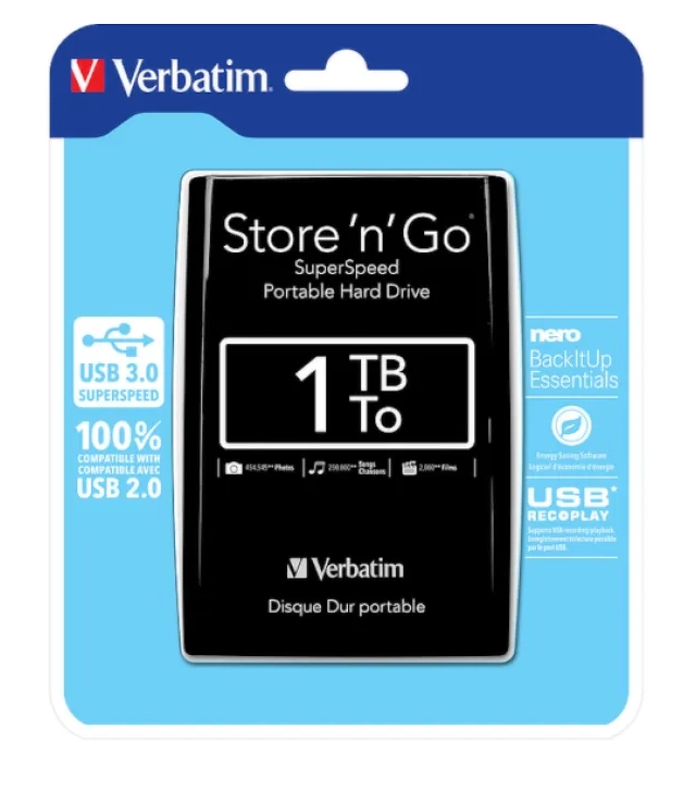 HDD E2.5" Verbatim 1TB USB 3.0 Store'n'Go 53023, Black second image