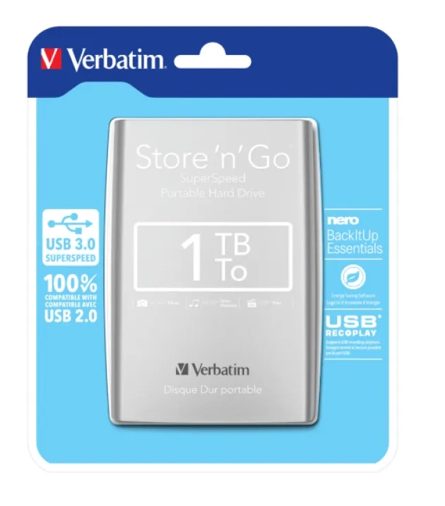 HDD E2.5" Verbatim 1TB USB 3.0 Store'n'Go 53071, Silver