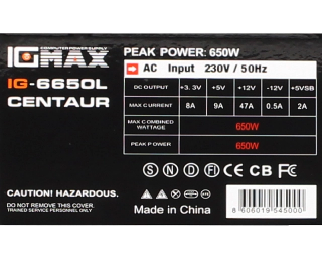 IG-MAX IG6650 CENTAUR 650W napajanje  second image