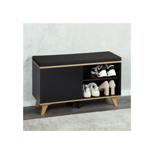 KESPER KSP15943 CIPELARNIK  SA JASTUKOM ZA SEDENJE CRNI 77 x 48 x 30 CM