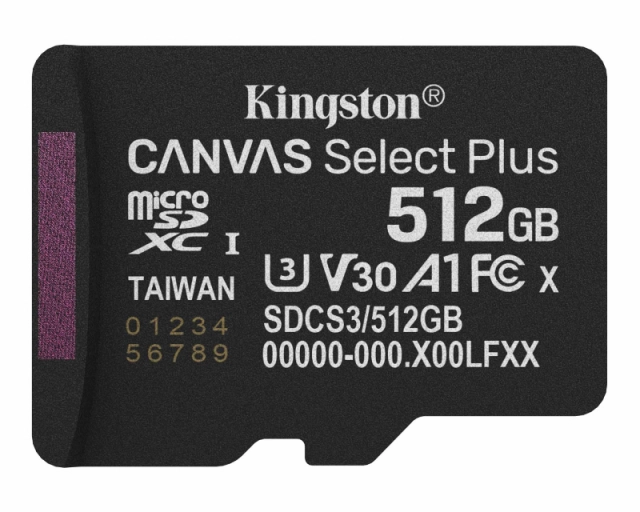 KINGSTON Memorijska kartica U3 V30 SDXC 512GB Canvas Select Plus G3 150R SDCS3/512GBSP 