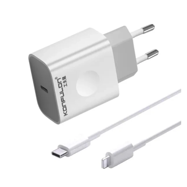 Konfulon C69D brzi kućni punjač 20W + DC13 Lightning KABL