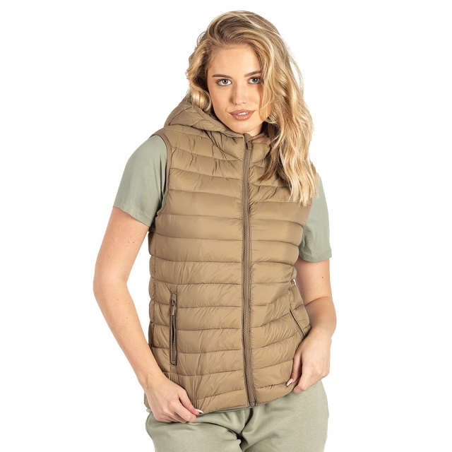LIBERTY HOOD VEST WOMEN, ženski prsluk sa kapuljačom, svetlo braon M