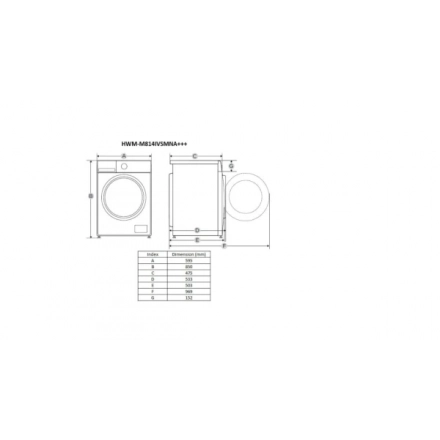 Mašina za pranje veša HWM-M814IVSMNA+++8kg/1400obrt/inverter second image