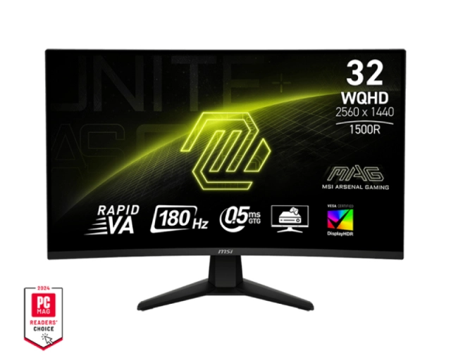 MSI 32 inča MAG 32CQ6F, WQHD 2560x1440 Rapid VA 180 Hz zakrivljeni gaming monitor 