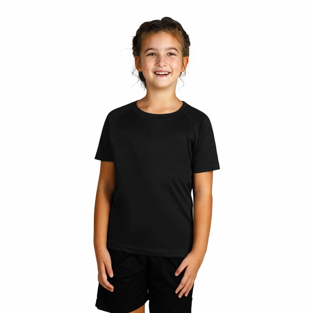 RECORD KIDS, dečja sportska majica sa raglan rukavima, 130 g/m2, crna 12
