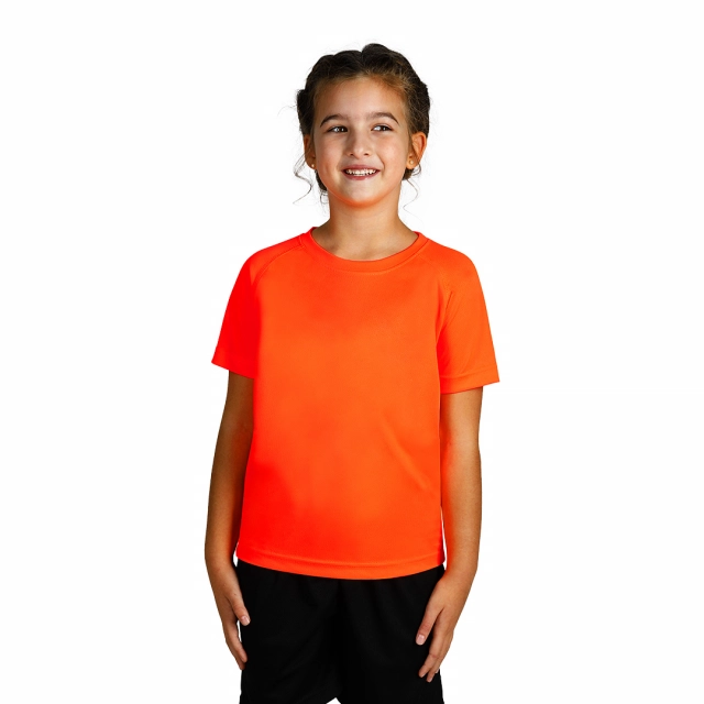 RECORD KIDS, dečja sportska majica sa raglan rukavima, 130 g/m2, neon narandžasta 08