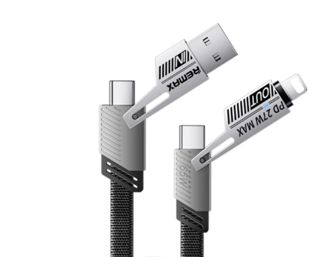 REMAX RC-C189  USB A+C na USB C+Lightning 2u2 65W 1m data kabl crni 