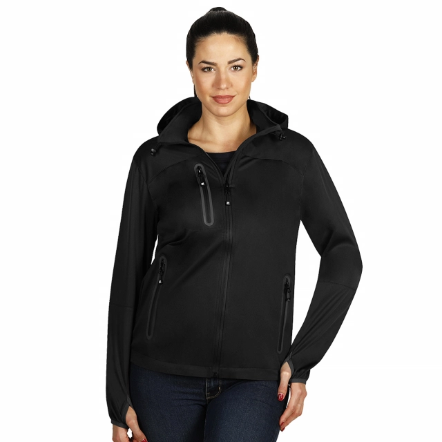 RIDER WOMEN, ženska softshell jakna sa kapuljačom, crna XXL