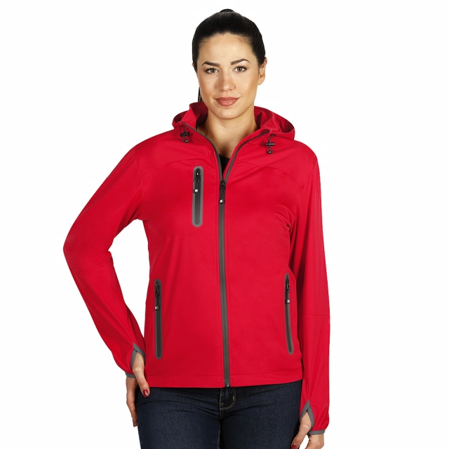 RIDER WOMEN, ženska softshell jakna sa kapuljačom, crvena XL