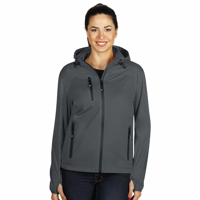 RIDER WOMEN, ženska softshell jakna sa kapuljačom, tamno siva XL