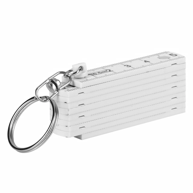 RULER, privezak za ključeve sa sklopivim lenjirom, 0.5 m, beli