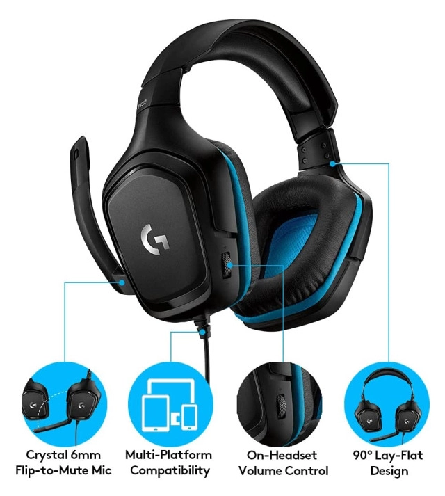 Slusalice sa mikrofonom Logitech G432 Black Blue 981-000770 second image