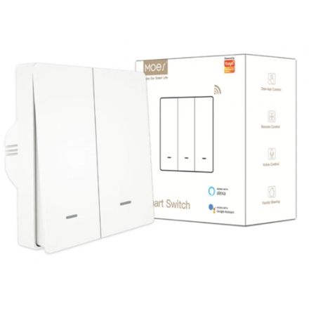 SMART ZIGBEE MOES PAMETNI PREKIDAC EU SA 2 PREKIDACA BELI ZS-B-EU2-WH-MS