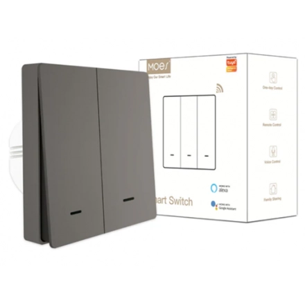 SMART ZIGBEE MOES PAMETNI PREKIDAC EU SA 2 PREKIDACA SIVI ZS-B-EU2-GY-MS