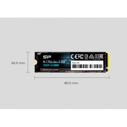 SSD M.2 NVMe Silicon Power A60 Gen 3 256GB, 2100MB/s/1200MB/s SP256GBP34A60M28 second image