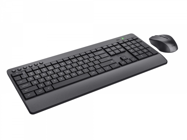 Tastatura+miš TRUST TREZO bežicni set/Silent/US/crna