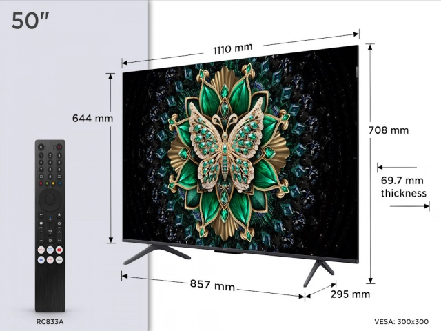 Televizor TCL 50C6K/MiniLED-QLED/50"/4K UHD/144Hz/Google TV/crna