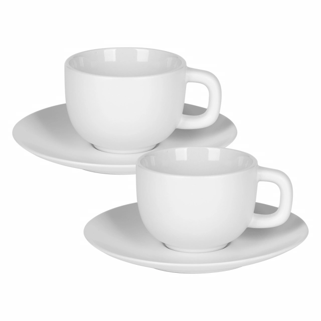 TOTEM MINI, set od dve keramičke šolje za espresso sa tacnama, 2 x 85 ml, beli