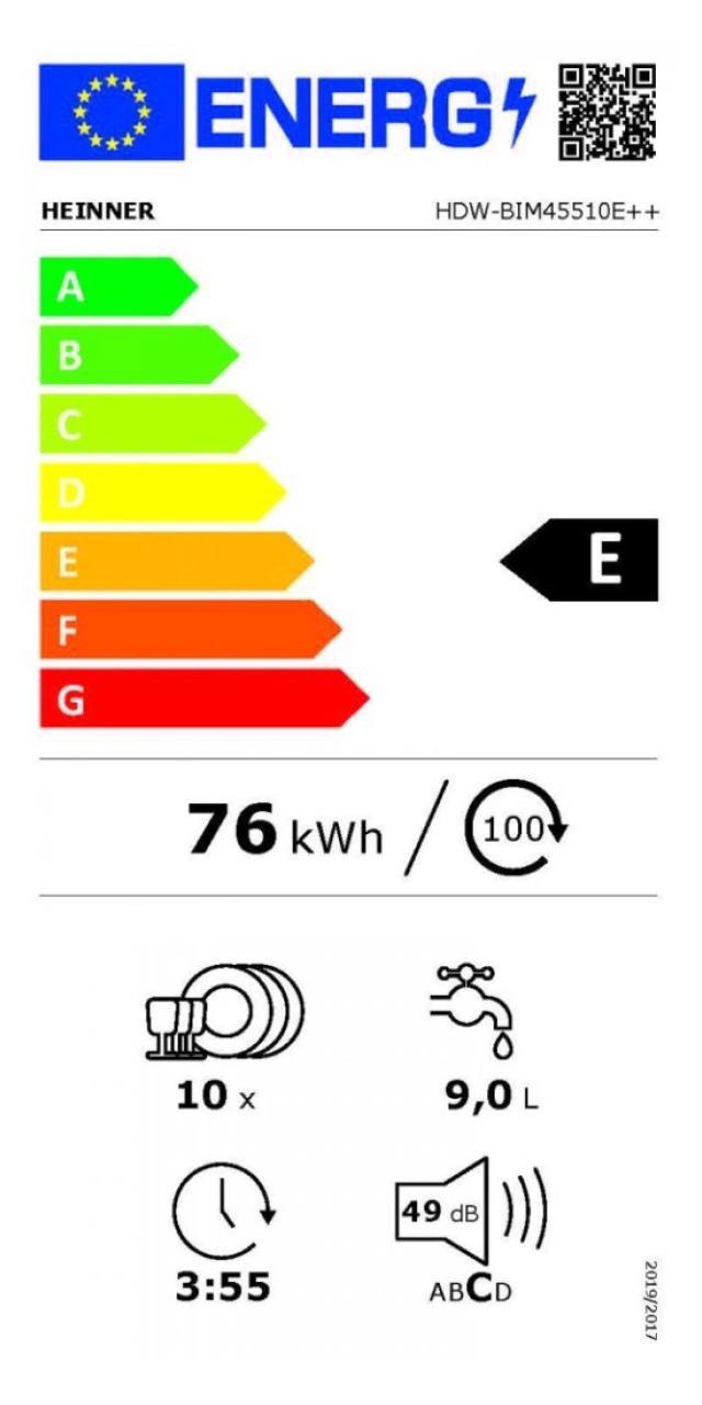 Ugradna mašina za pranje sudova HEINNER HDW-BIM45510E++ 10kompleta /45cm second image