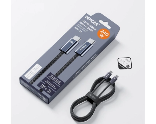 WEKOME WDC-23 Kabl 3.1 USB tip C M/M 1m za Super brzo punjenje 240W/480Mbps, crni  second image
