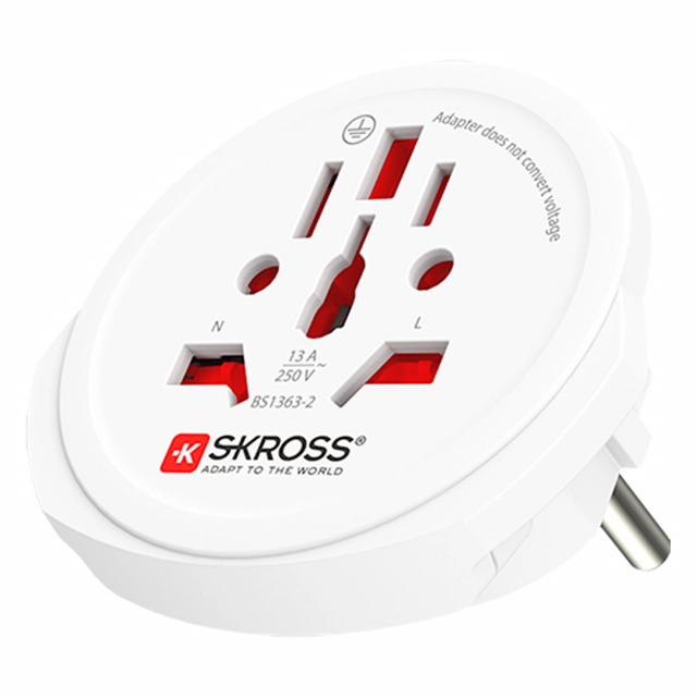 WORLD TO EUROPE, pojedinačni adapter, beli
